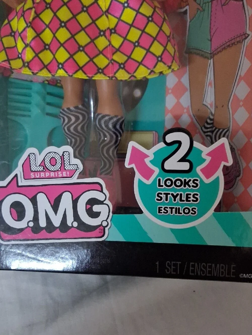 Neonlicious OMG Fashion Doll - Neon Orange & Hot Pink Hair, Yellow Diamond Skirt